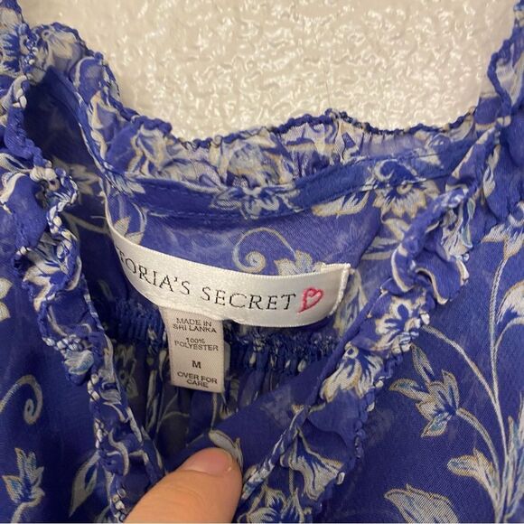 Victoria’s Secret vintage Blue floral sheer baby doll y2k Slip dress lingerie M - Picture 8 of 8